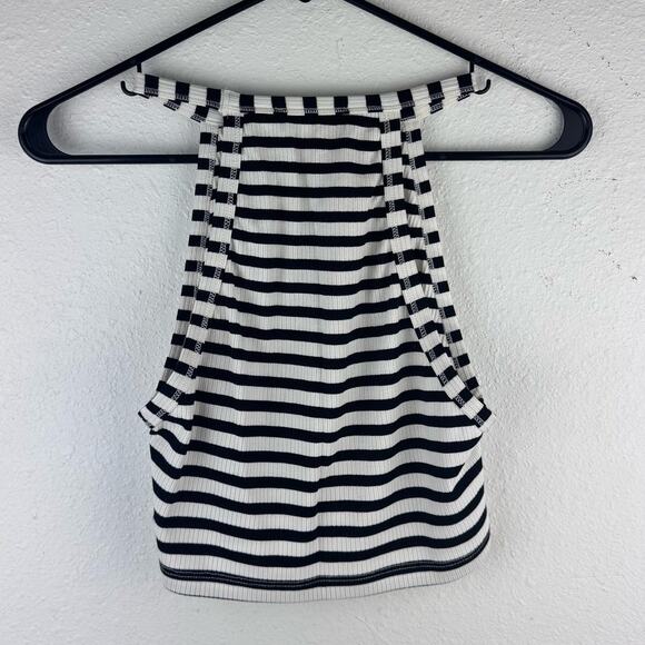 NWT ZARA Ribbed Minimalist Halter Black & White Striped Tank Top Womens Sz M - Picture 3 of 6